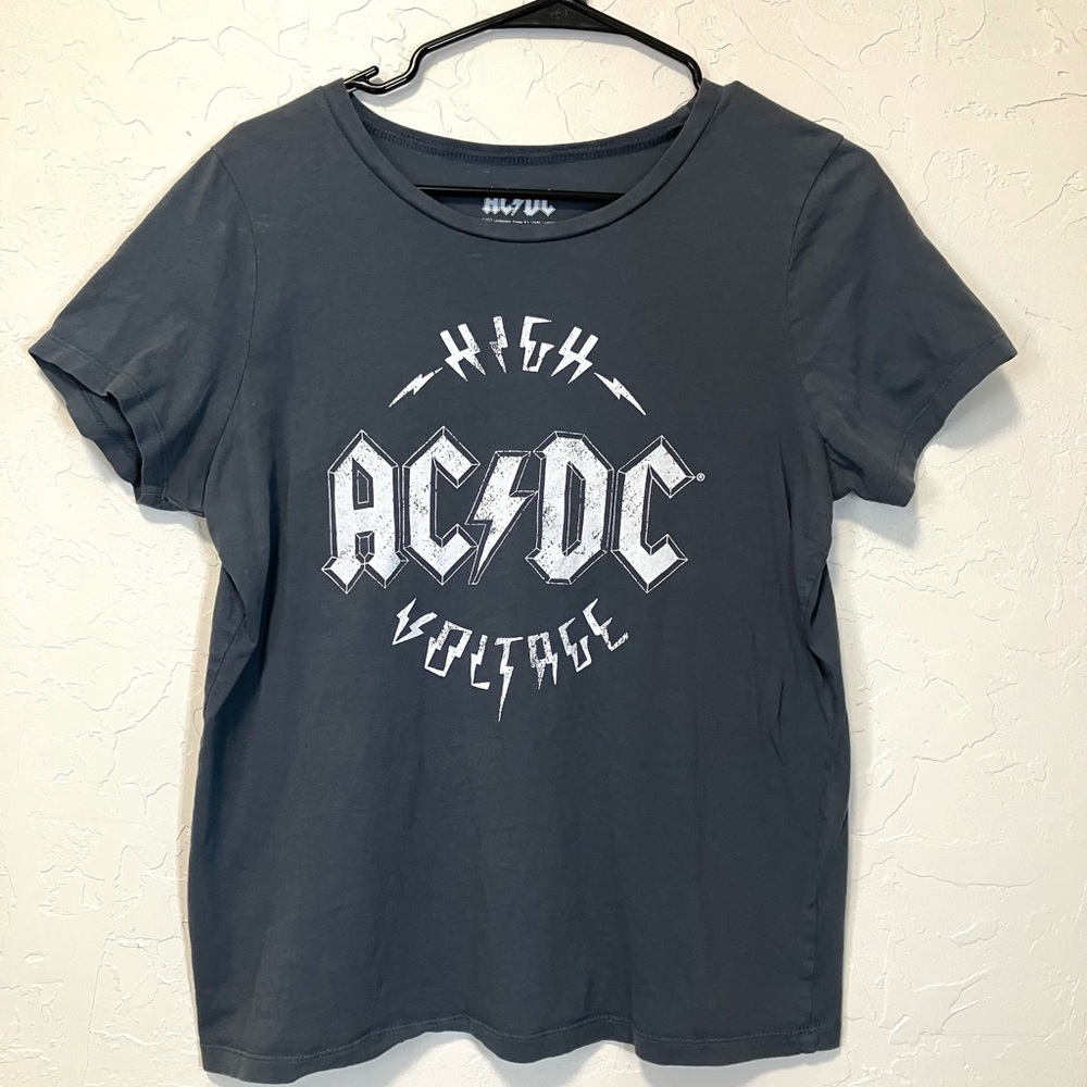 AC/DC High Voltage Graphic Tee Gray Sz M Cotton